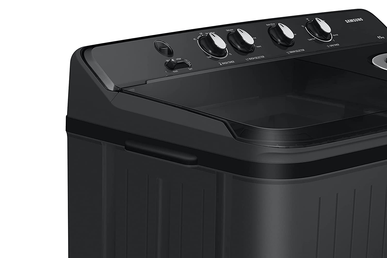 Samsung 9.5 kg, 5 Star, Hexa Storm Pulsator, Semi-Automatic Top Load Washing Machine (WT95A4260GD/TL, Air Turbo Drying, Dark Gray)