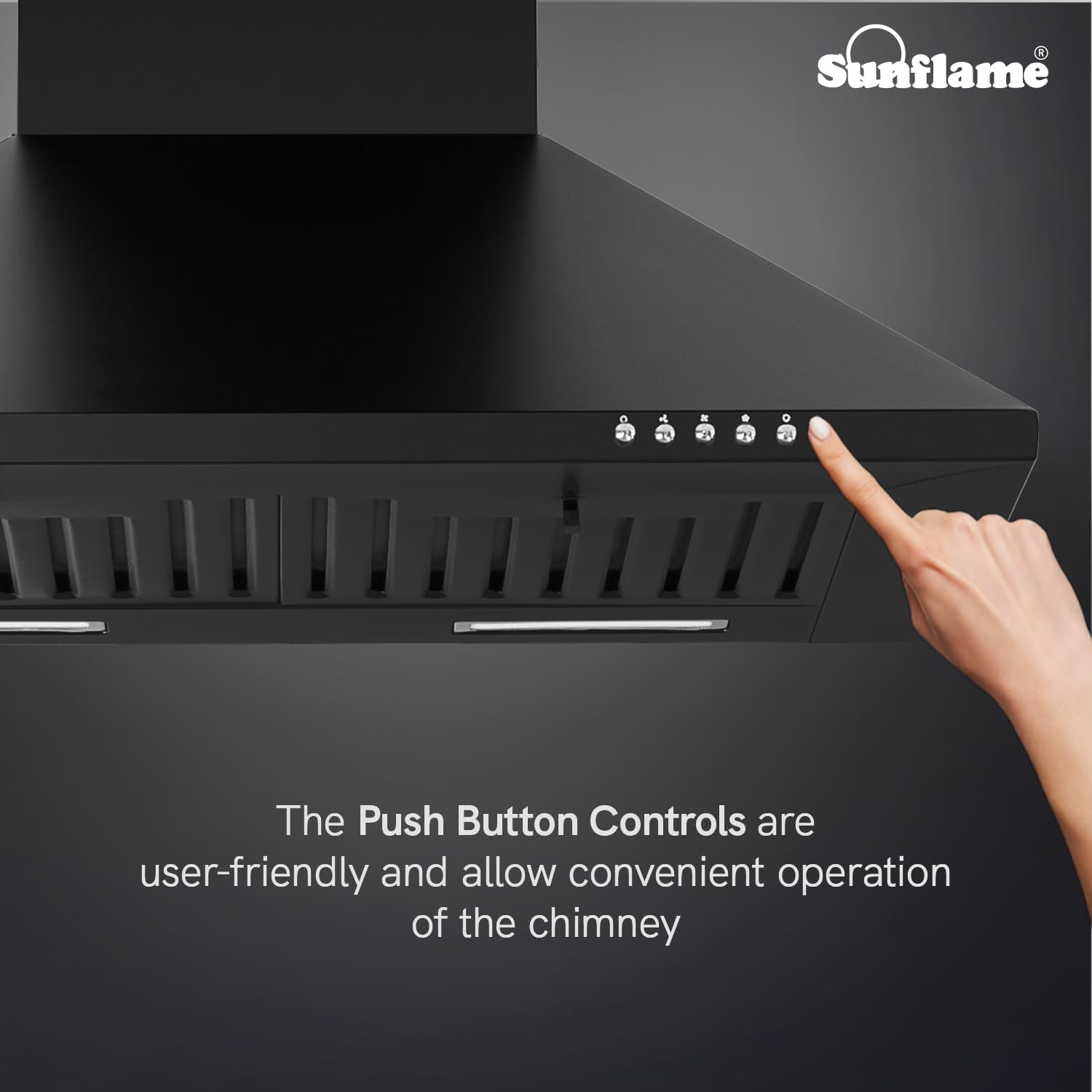 Sunflame Maleo 60 BF Kitchen Chimney | 900 m³/h Suction Capacity | 1- Year Product and 5-Year Motor Coverage | Baffle Filters | 3-Speed Exhaust Setting | Push Button Control | 60 cm