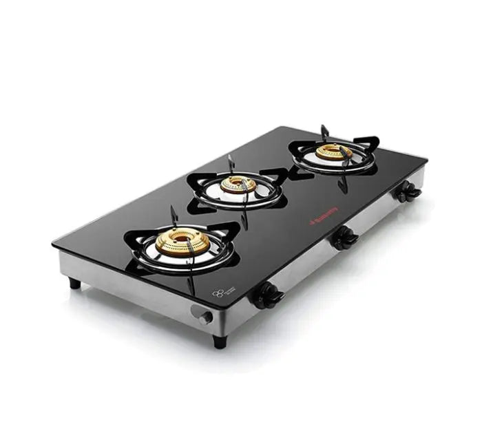 Butterfly Radiant 3B Jumbo 3 Burner Glass Top Gas Stove (Black)