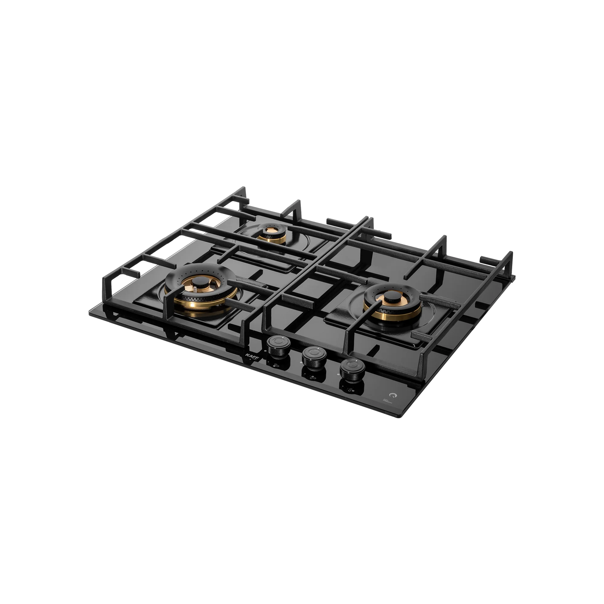 Kaff MFBX 603: 3 Full Brass Burners Built-in Hob with Square Drip Tray and Auto Electric Ignition