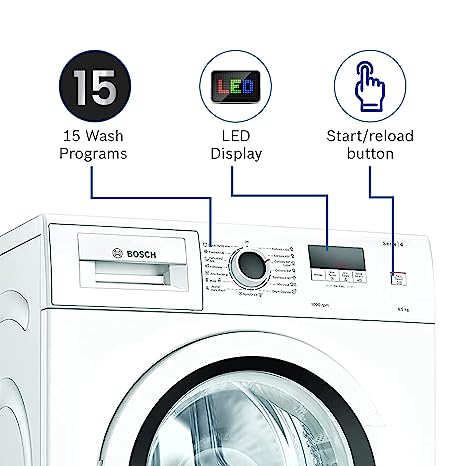 Bosch 6.5kg 5 Star 1000RPM INVERTER TOUCH CONTROL Fully Automatic Front Load with Heater White (WLJ2006EIN)