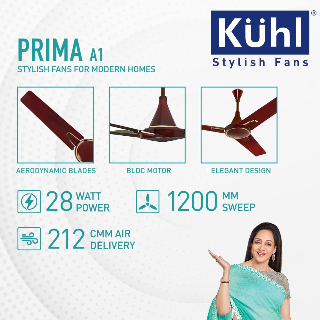 KUHL Prima A1 Stylish BLDC Fan Low Power 28W Marked Brown