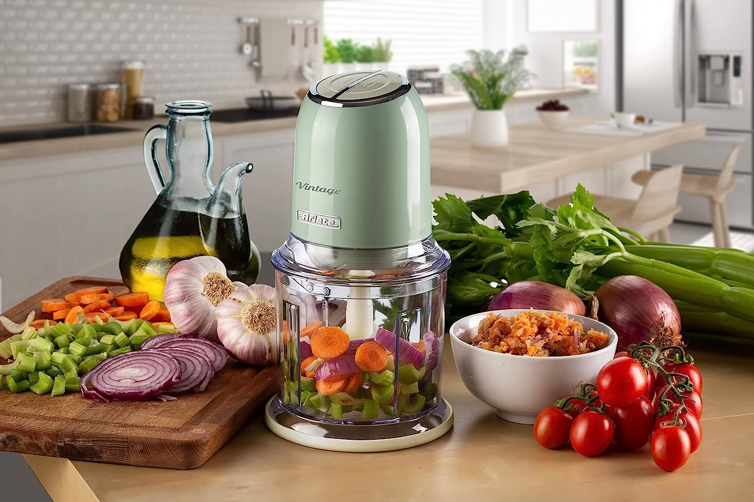 Ariete 438, Vintage chopper, ice crusher, 2 speeds, 4 stainless steel blades, 600 ml, 400 W, Green