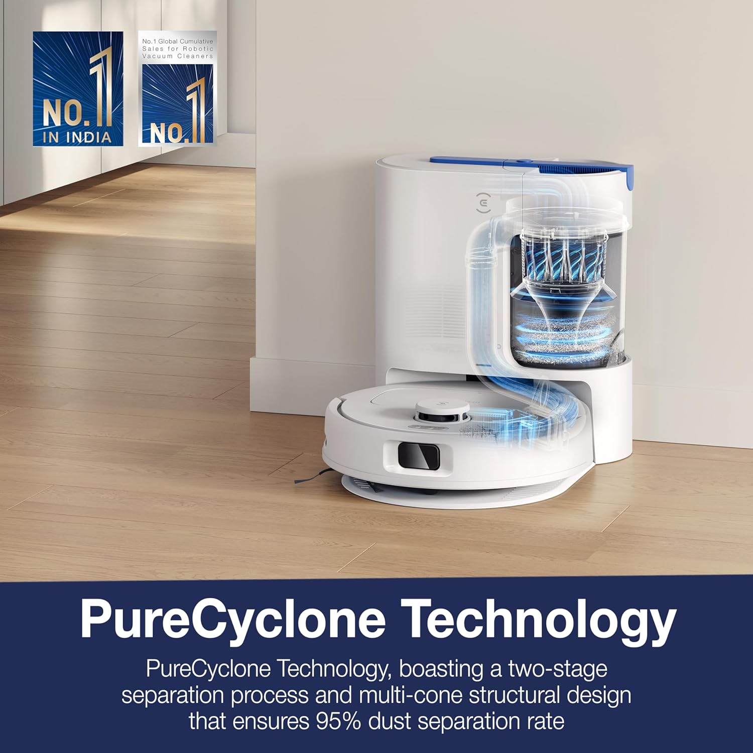 ECOVACS DEEBOT N30 Plus White Robot Vacuum & Mop, 2025 New Launch, Bagless Multi-Cyclone Auto Empty Station