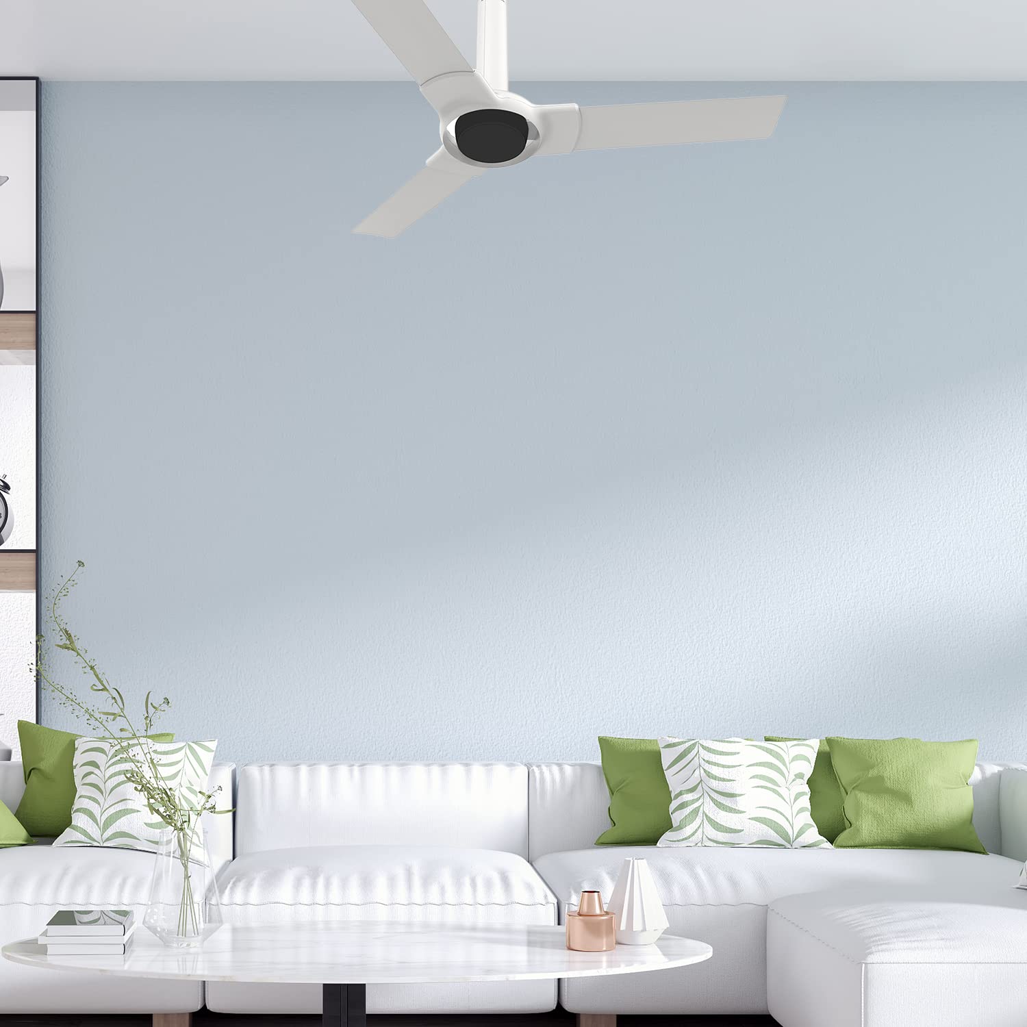 Luminous New York Tiffany 3 Blade Ceiling Fan With Remote Control and BLDC Motor, 1200mm- Alice White