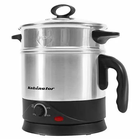 Kelvinator Electric Multi-Cook Kettle 1.2L KEKSM00512 Black/Steel