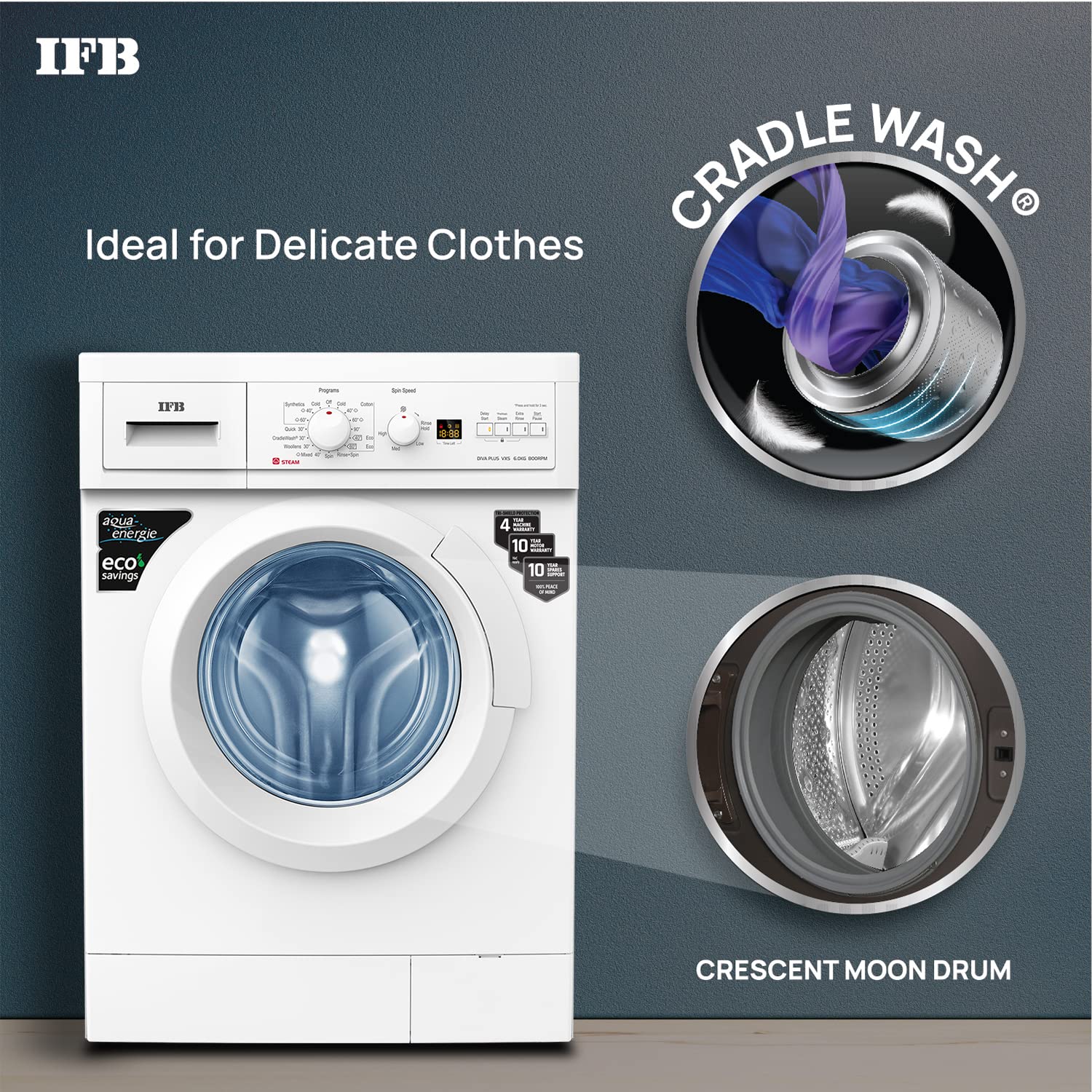 IFB 6 Kg 5 Star Front Load Washing Machine DIVA PLUS VXS 6008 White