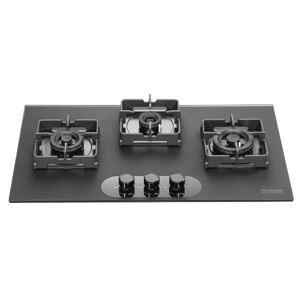 Hindware Ilaria 3B 78CM Hob | Built-in Hob w/ Flame Failure Device | Matt Black Frost Glass