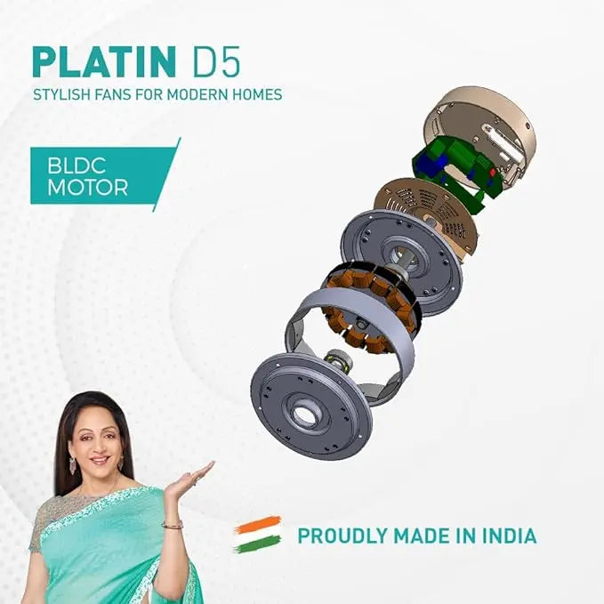 KUHL Platin D5, Teakwood, Stylish BLDC Fan|5 Star Rated 5 Aerodynamic ABS Blades| Down Light| 1500 mm Sweep| Operate on Remote - Mobile - Alexa| Reverse Mode