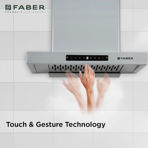 Faber 60cm 1150 m³/hr Autoclean T-Shape Kitchen Chimney | Matt Grey Finish | Filterless | Touch & Gesture Control | 8Yr Warranty on Motor 2Yr Comprehensive by Faber | HOOD GRACY IN HC SC FL L