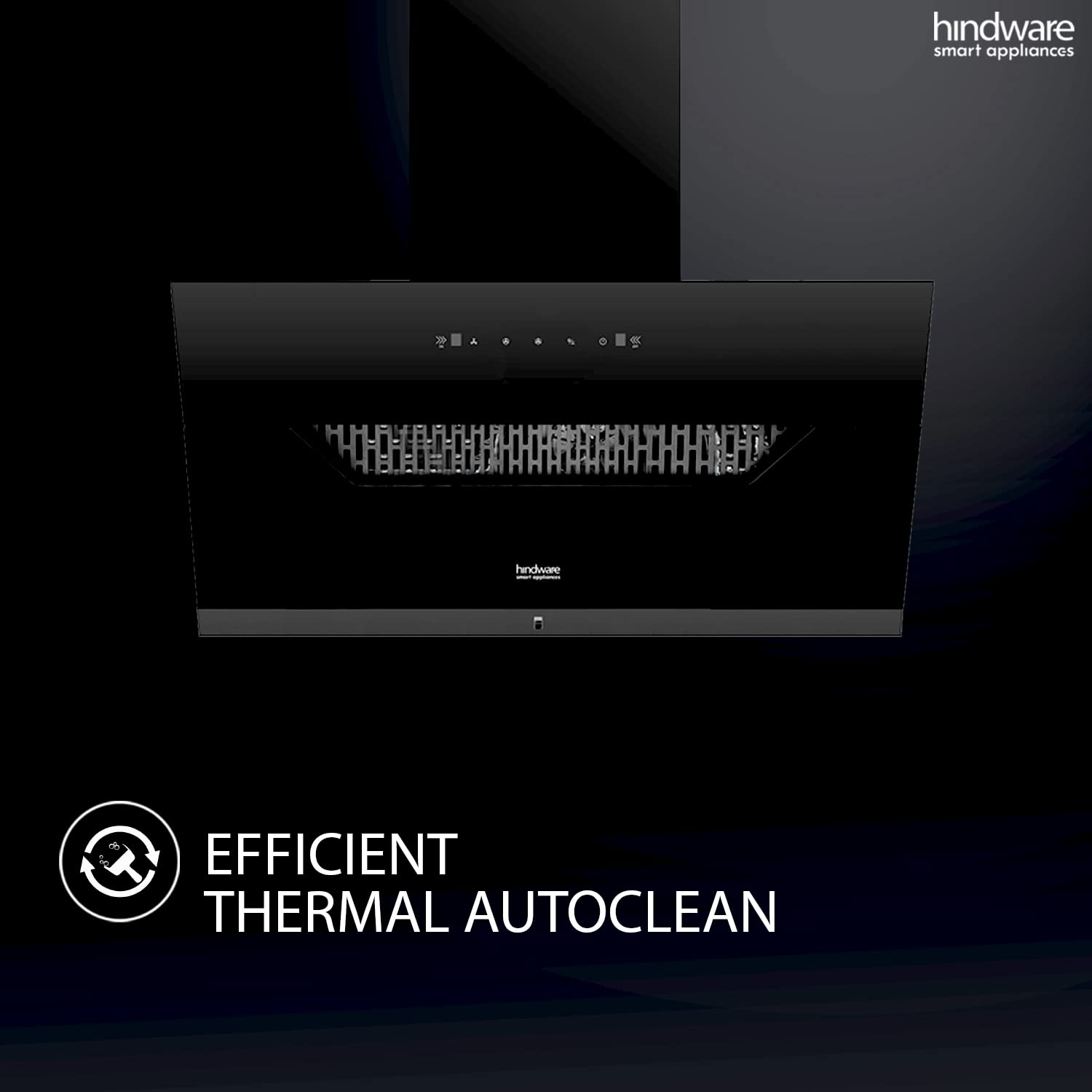 Hindware Olenna 90cm Kitchen Chimney (Autoclean, 1200m3/hr, Filterless, Motion Sensor, Black)