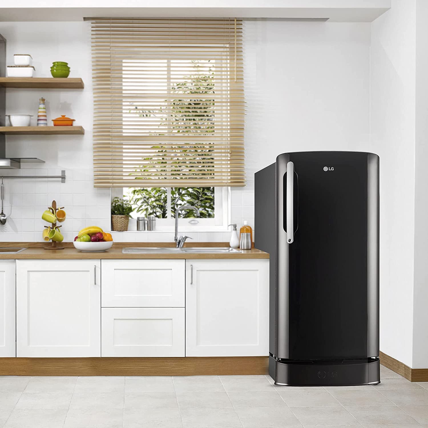 LG 201 L 5 Star Direct-Cool Inverter Single Door Refrigerator (GL-D211HESZ, Ebony Sheen, Base Stand with Drawer & Smart Connect, Gross Volume- 204 Ltr.)