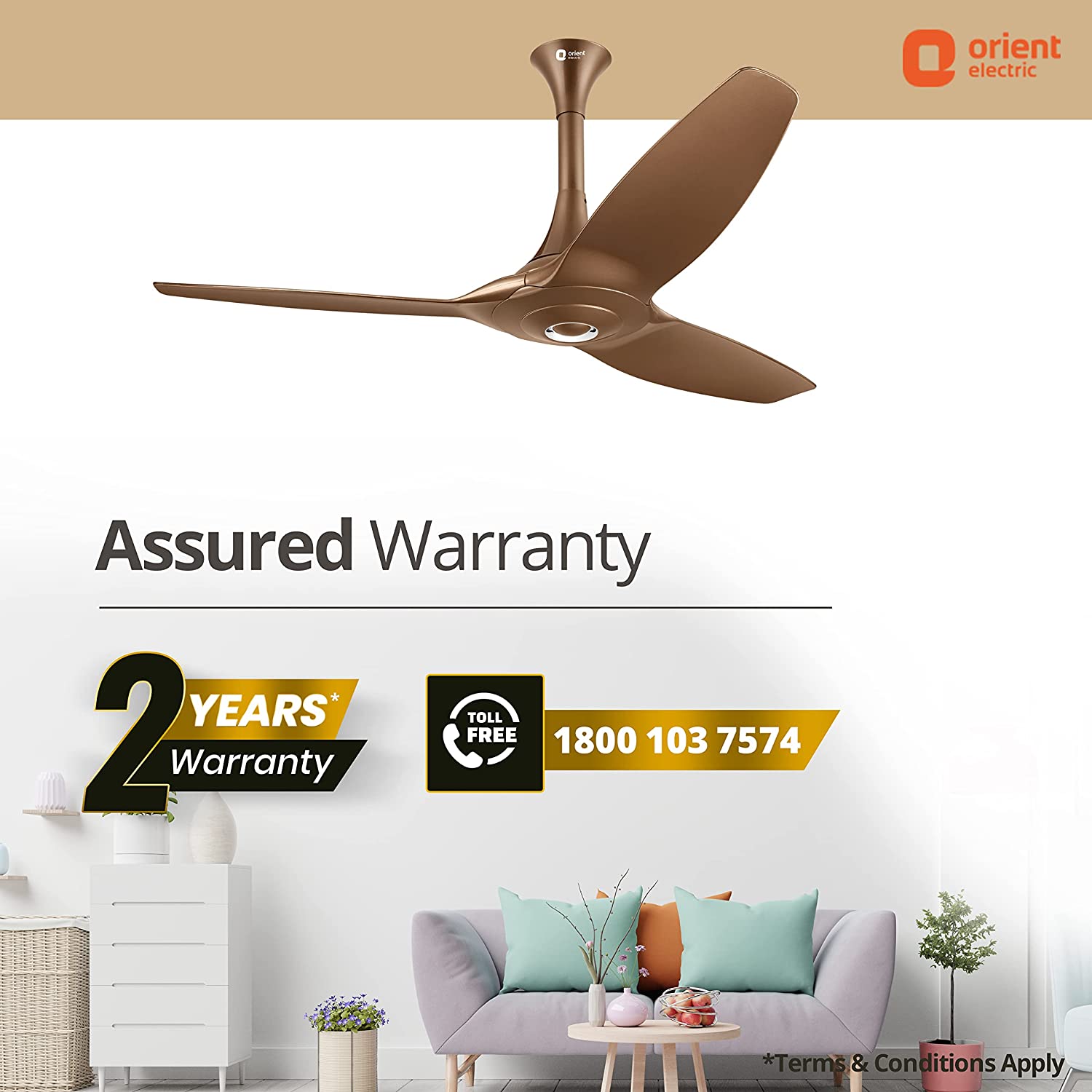 Orient Electric Aeroquiet 1230 mm Ceiling Fan Caramel
