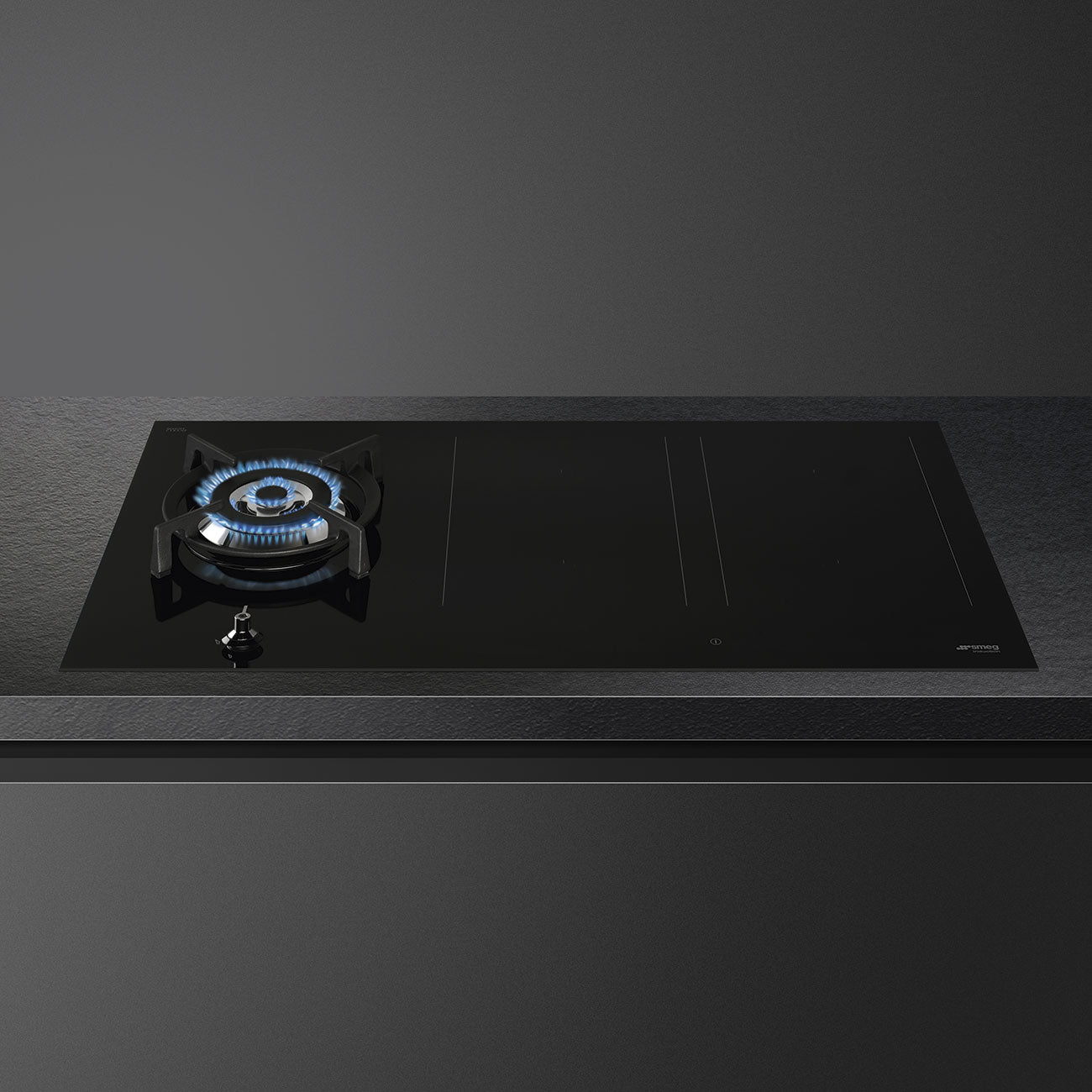 smeg 90 cm Classic Mixed Fuel Hob, Black PM3953D
