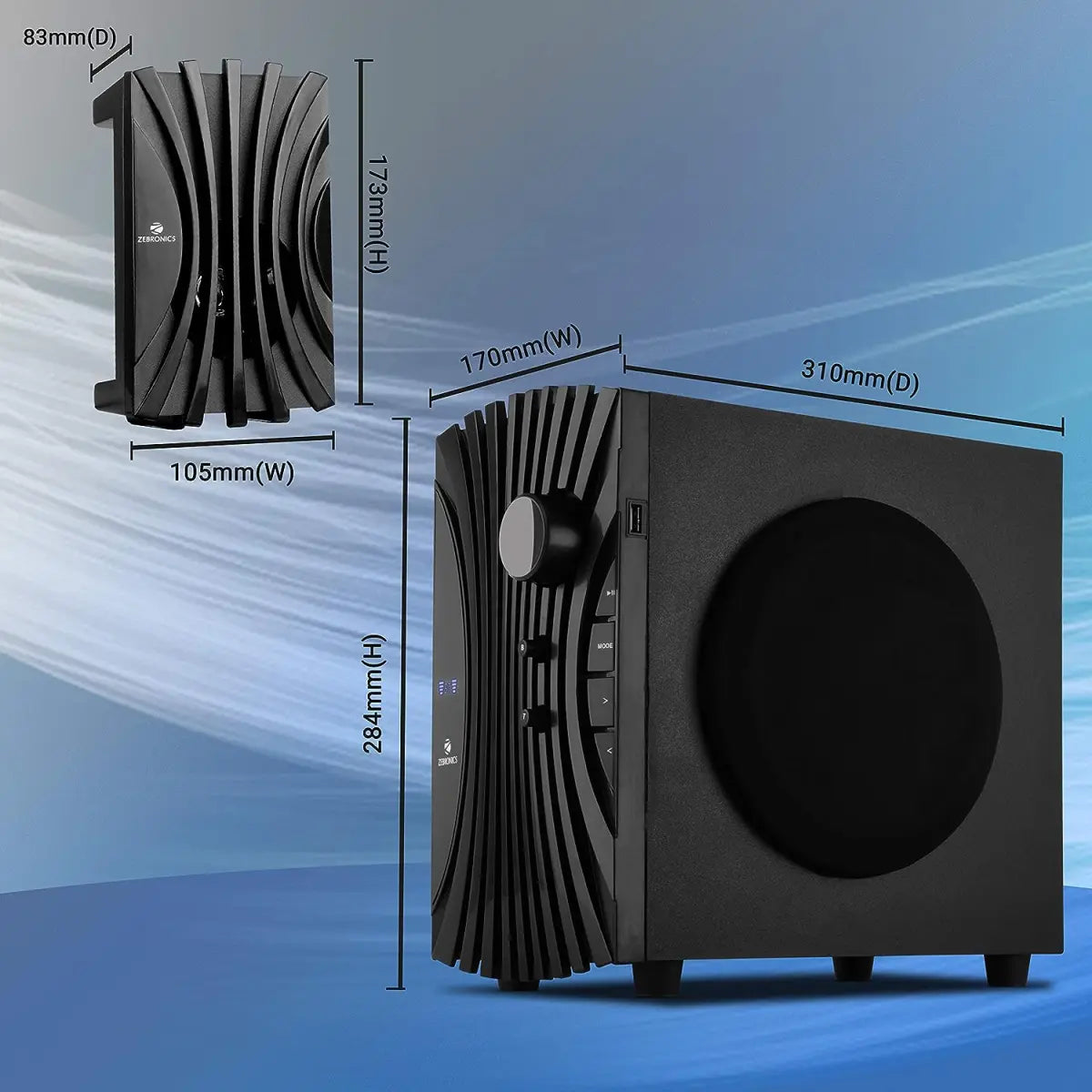 ZEBRONICS Zeb-Twist 5.1 Multimedia Speaker with Bluetooth Supporting,USB,AUX,Built-in FM and Remote Control(Black)