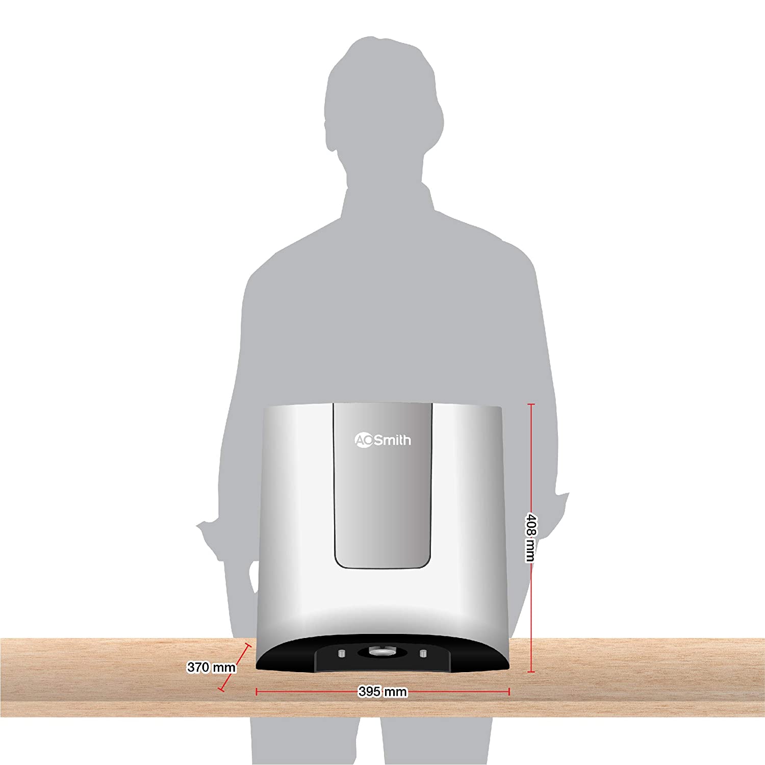 AO Smith HeatBot-SZS-015 - SILVER Storage 15 Litre Vertical Water Heater (Geyser) Silver - 4 Star