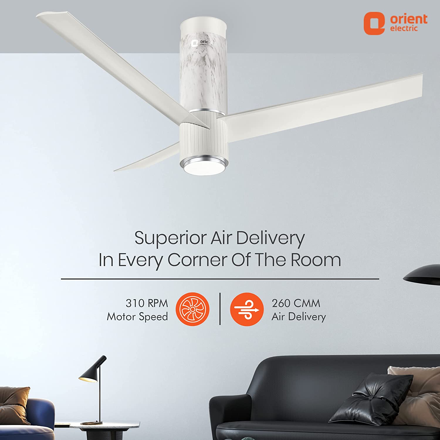 Orient Electric 1200mm Ceiling Fan Marble White