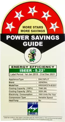 O General ASGG24CETA 2 Ton 5 Star Split Inverter AC - White with Copper Condenser