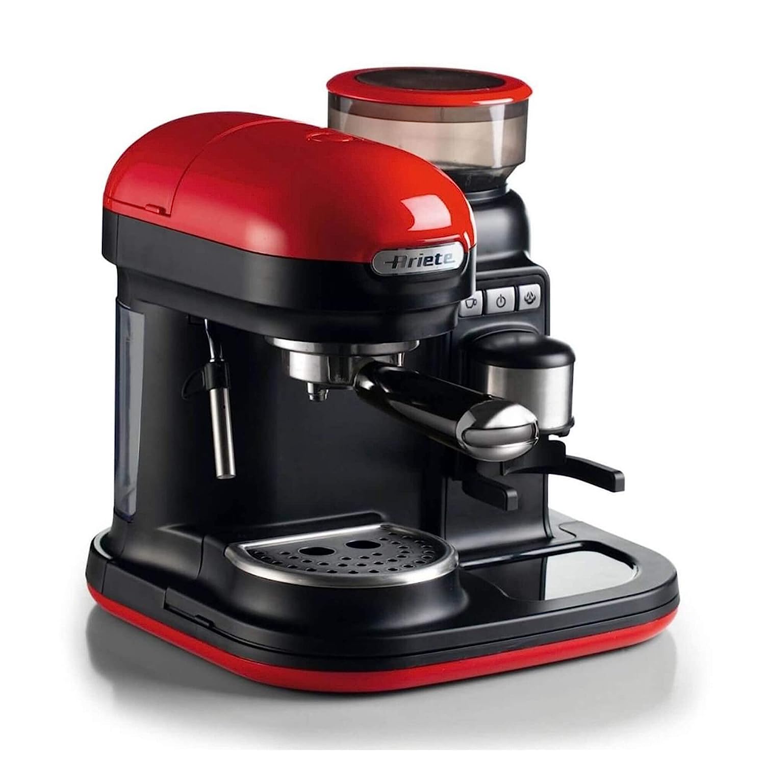 Ariete 1318 Espresso machine with integrated grinder Modern, For coffee beans and powder, Cappuccinatore latte, Filter 1 and 2 cups, 1080 W, 800 cubic_centimeters, 15, Red