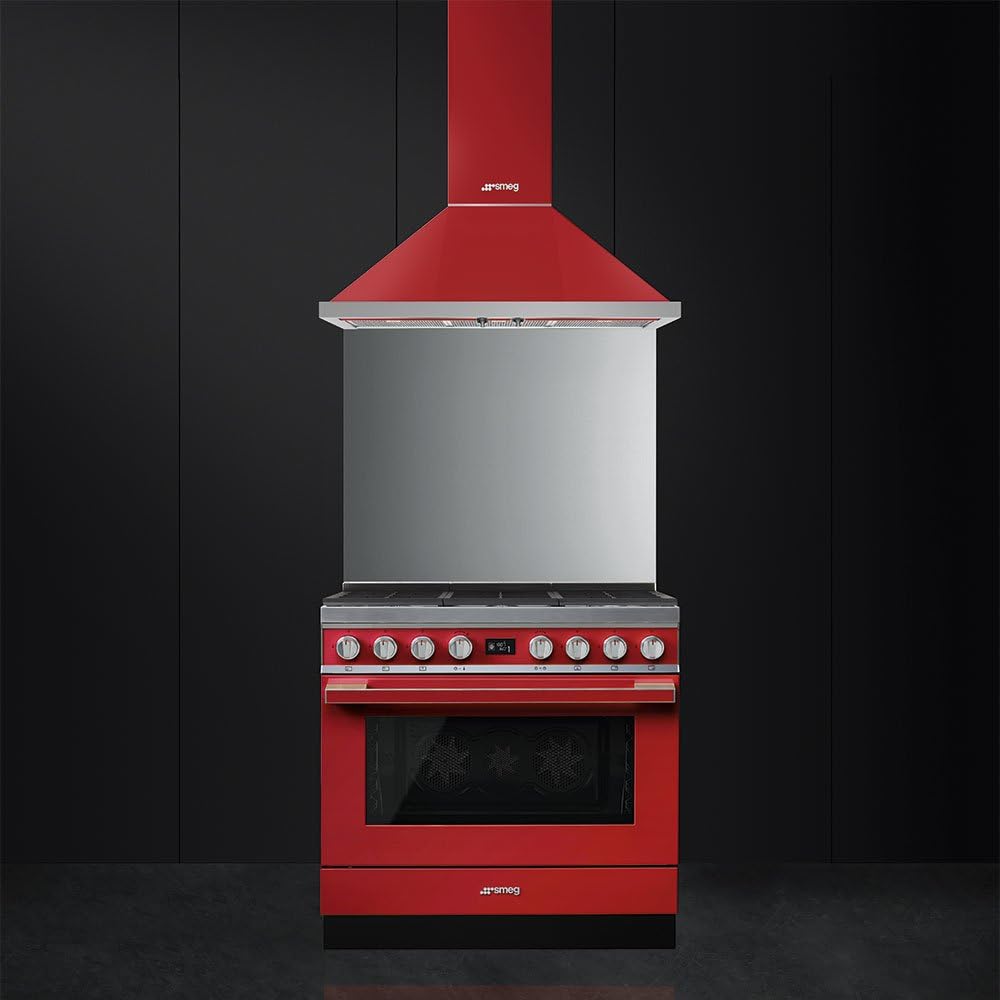 Smeg Portofino CPF9GMR 90cm Gas Cooker with 6 Burner Hob in Red