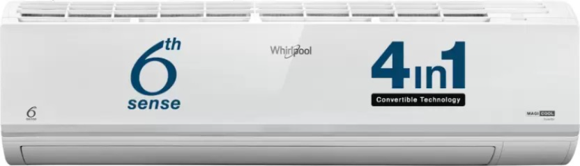 Whirlpool Convertible 4-in-1 Cooling 2023 Model 1.5 Ton 5 Star Split Inverter 6th Sense Technology AC - White (Magicool 15T 5S INV CNV S3I3AD0 (SAl18B53MCD0), Copper Condenser)