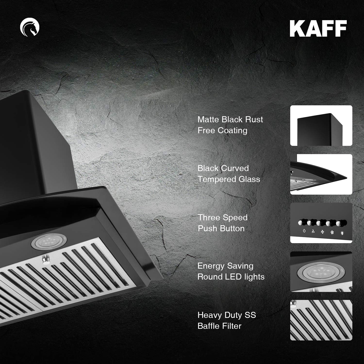 KAFF 60 cm 1150 m3/h Chimney (LUX BF 60, Black)