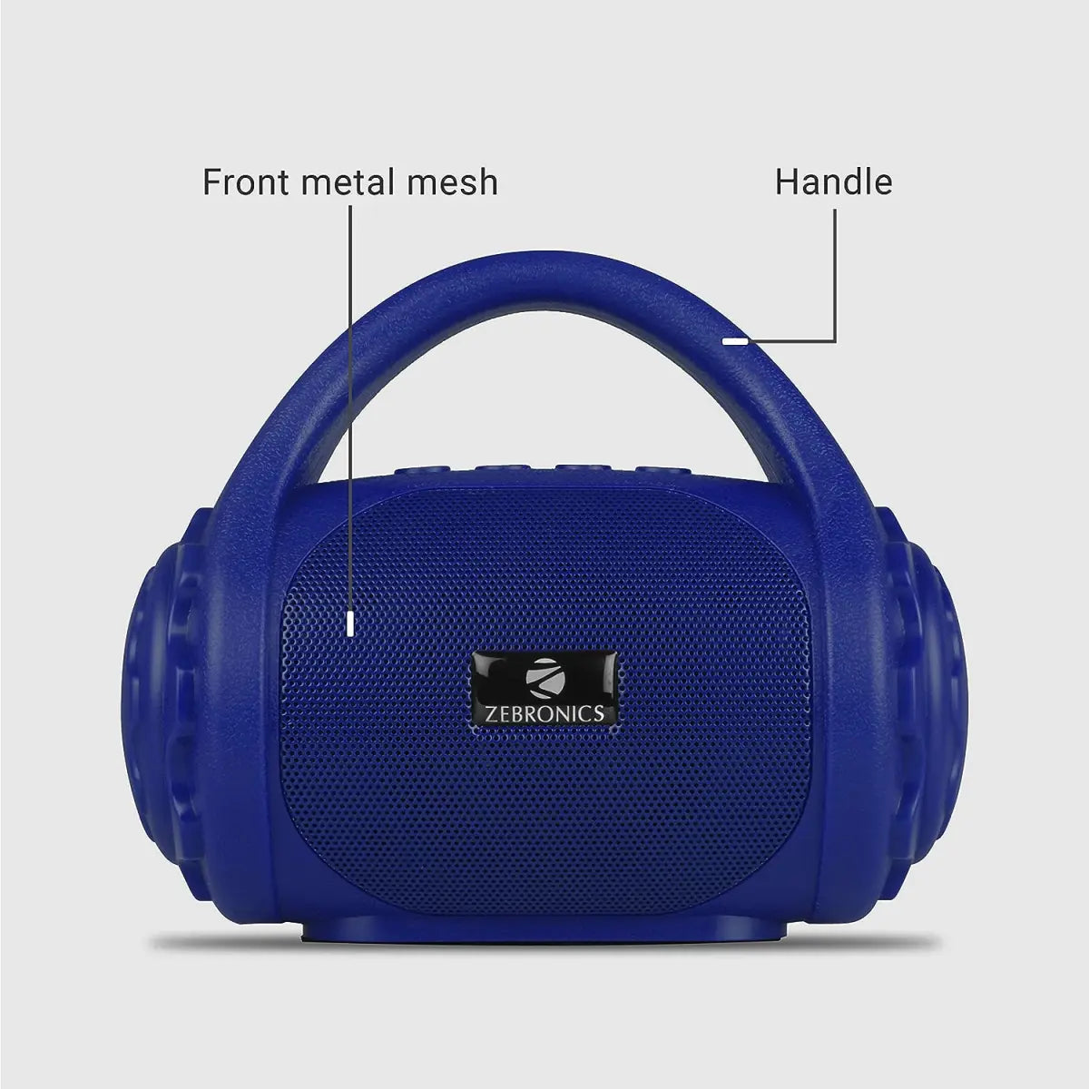 Zebronics ZEB-COUNTY 3W Wireless Bluetooth Portable Speaker With Supporting Carry Handle, USB, SD Card, AUX, FM & Call Function (Blue)