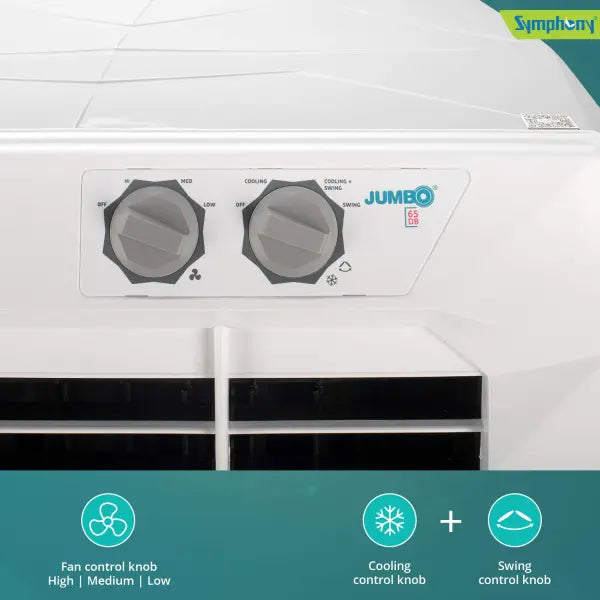 Symphony Jumbo 65 DB Desert Air Cooler 61-litres (White & Grey)