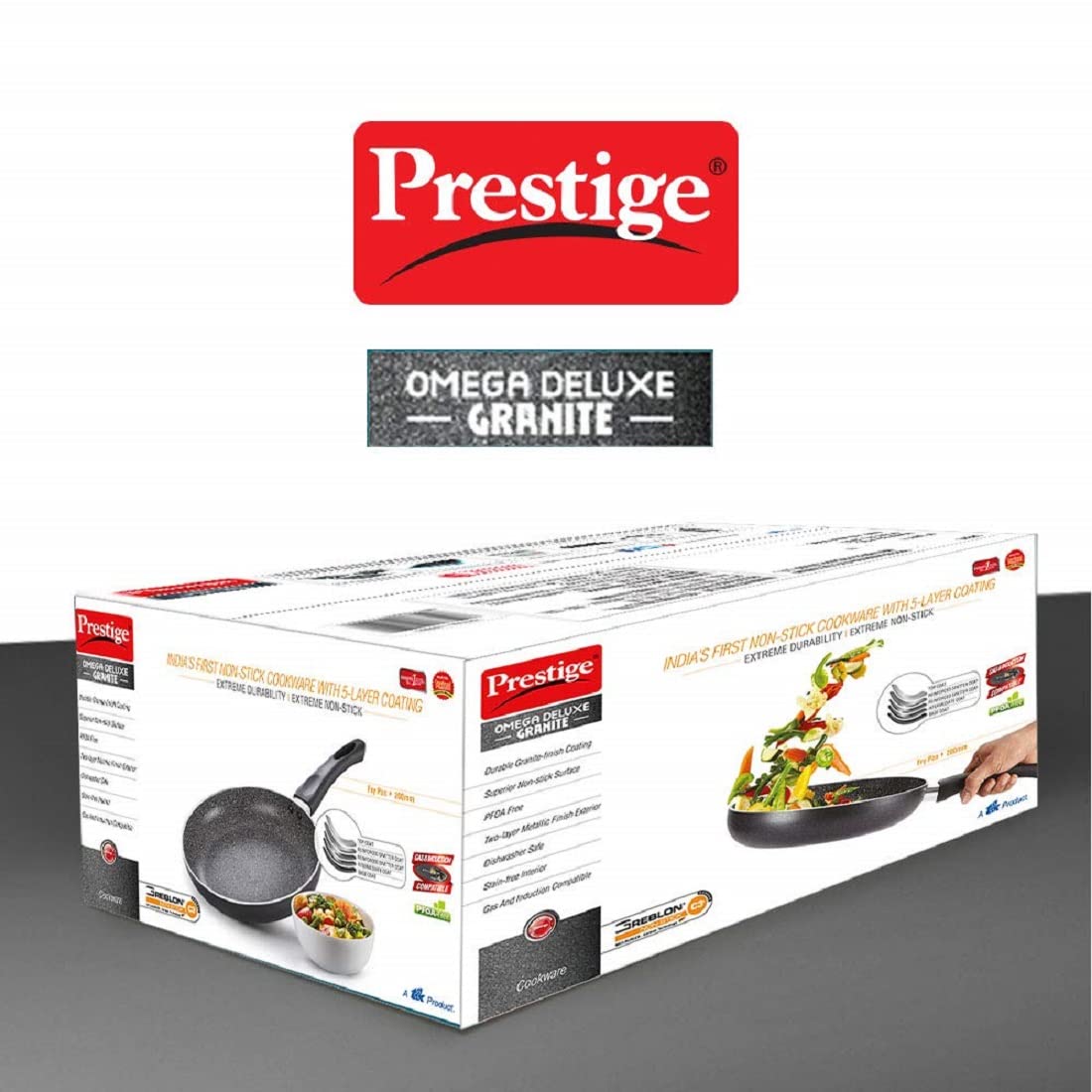 Prestige Omega Deluxe Granite Fry Pan, 240mm, Black (36305)