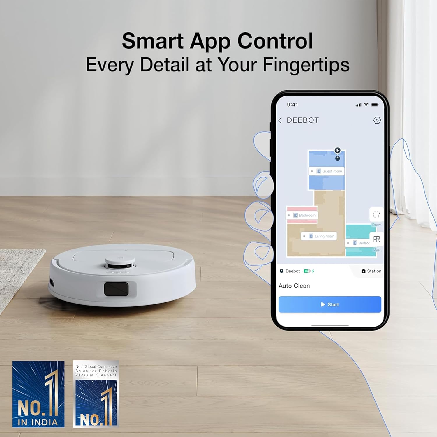 ECOVACS DEEBOT N30 White 2-in-1 Robot Vacuum & Mop, 2025 New Launch - 60