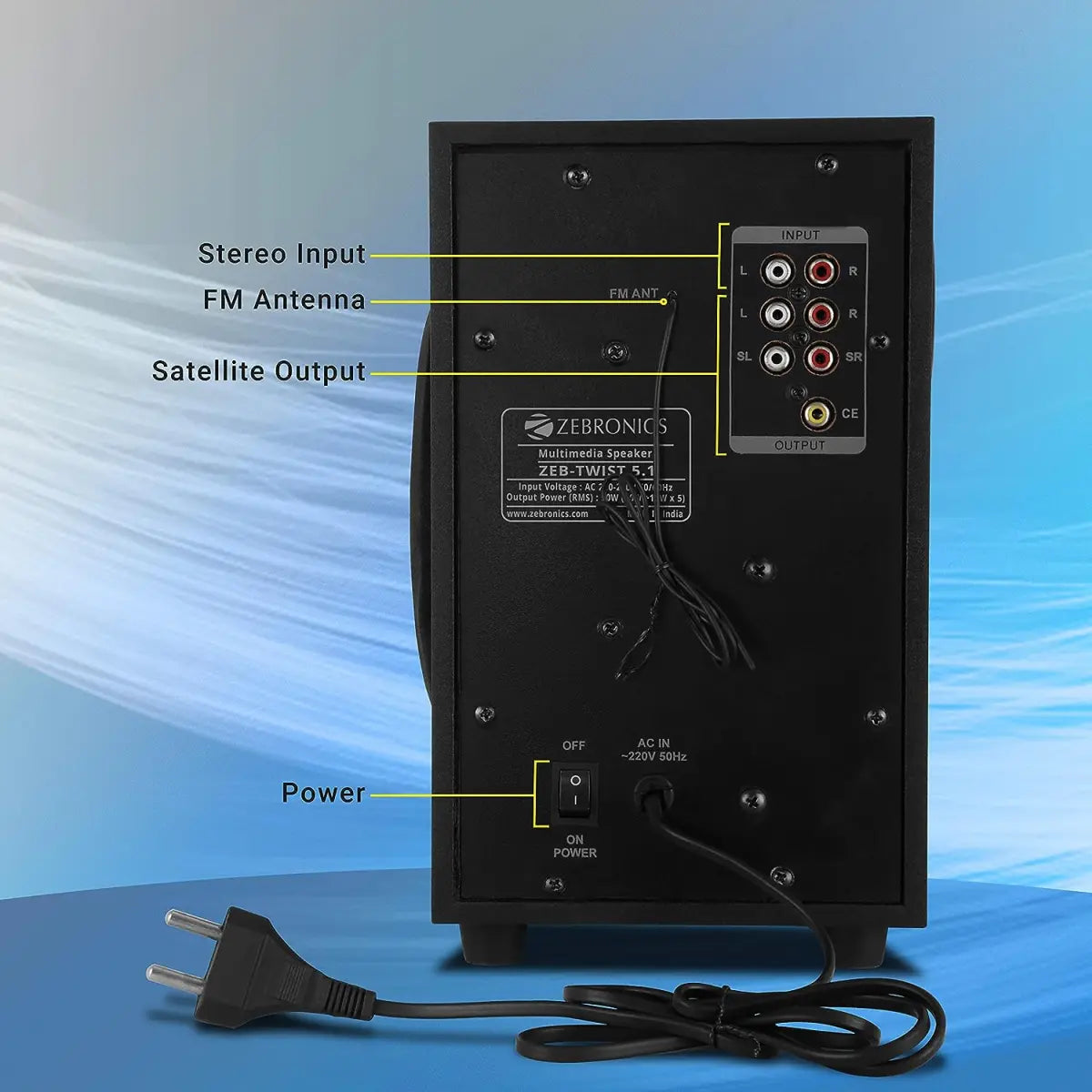 ZEBRONICS Zeb-Twist 5.1 Multimedia Speaker with Bluetooth Supporting,USB,AUX,Built-in FM and Remote Control(Black)