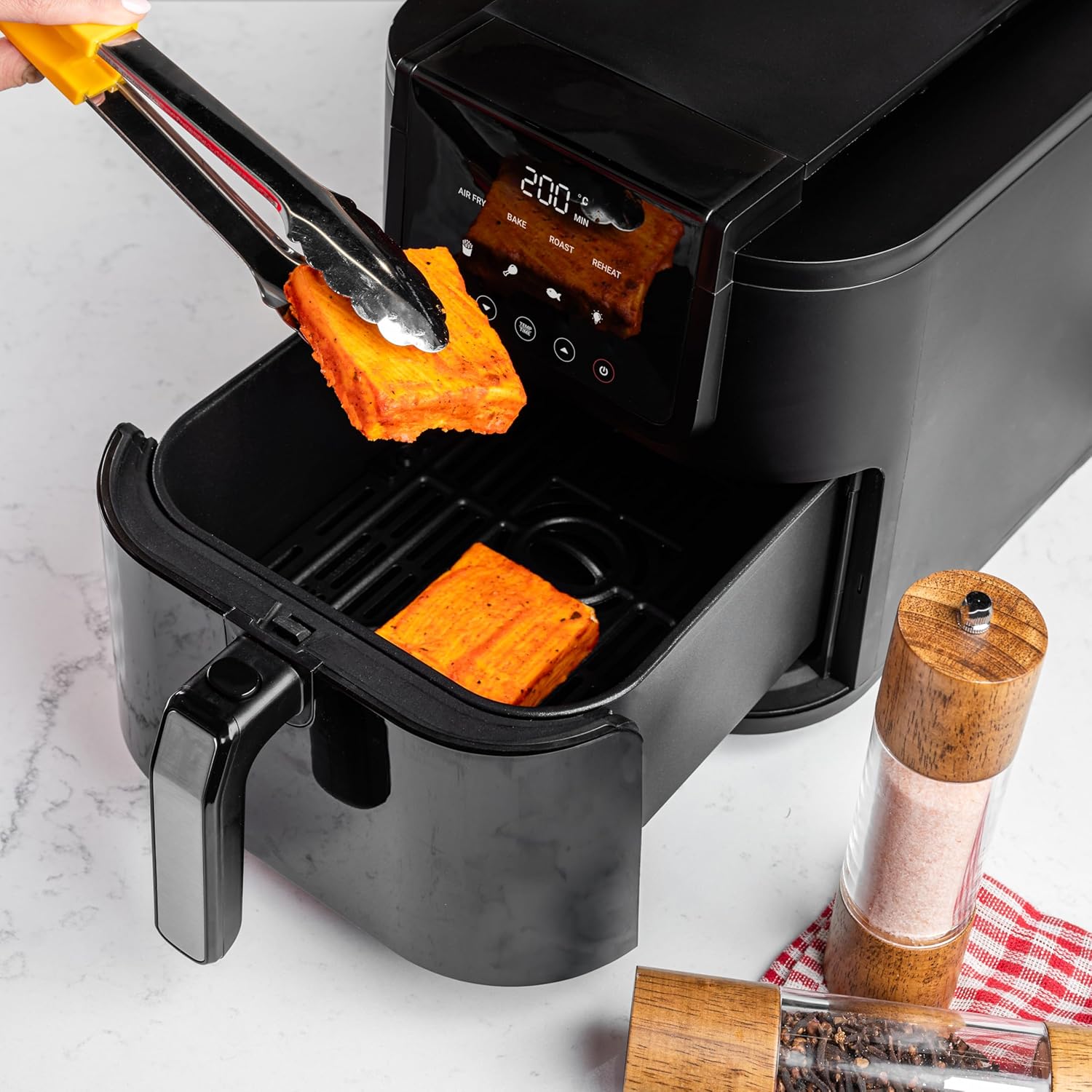 Nutricook 5L Air Fryer Slim - Ceramic Coating, Toxin-Free, Clear Window, Large Basket