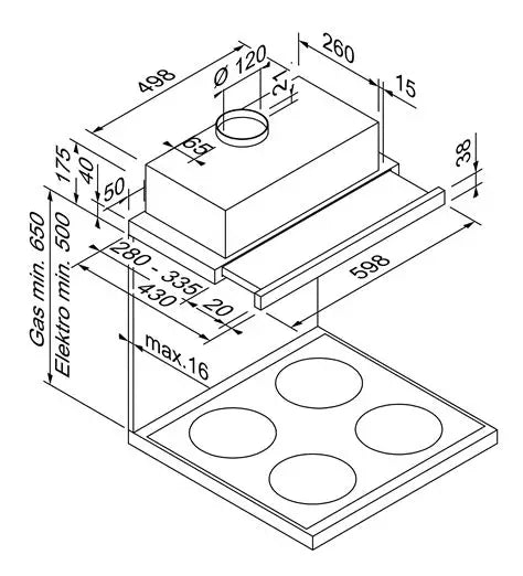 Blaupunkt 5DA36258 Kitchen Chimney 60cm, Stainless Steel - Flat Hood Wall Mount, Add to Wishlist