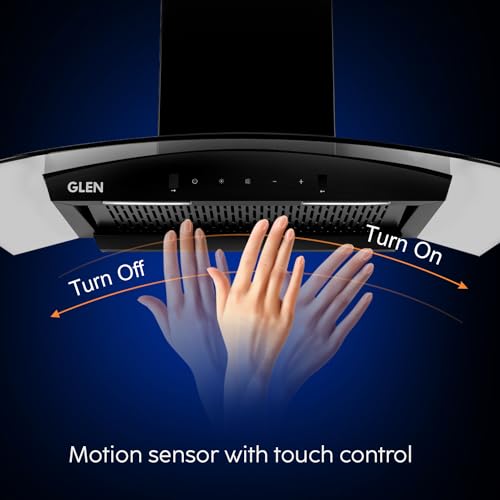 Glen 90cm 1200m³/hr BLDC Filterless Autoclean Chimney|Inverter Technology|Touch & Gesture Control|12 Yrs on Motor, 1 Yrs Comprehensive Warranty by Glen(6071 BLDC BLACK 90cm)