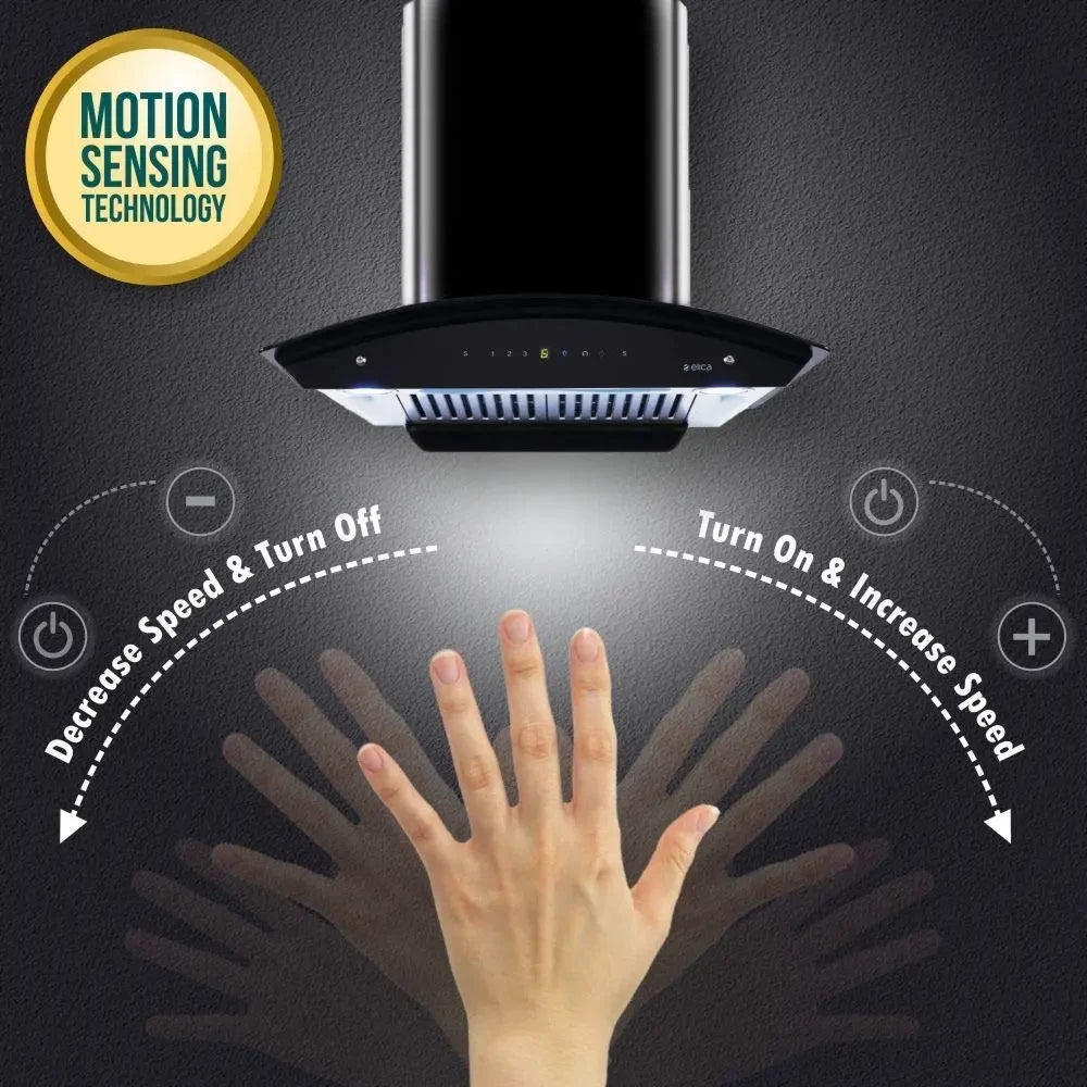 Elica Wall Mounted Auto Clean 60 cm 1200 m3/h Black Chimney ( TBC HAC TOUCH BF 60 MS NERO )