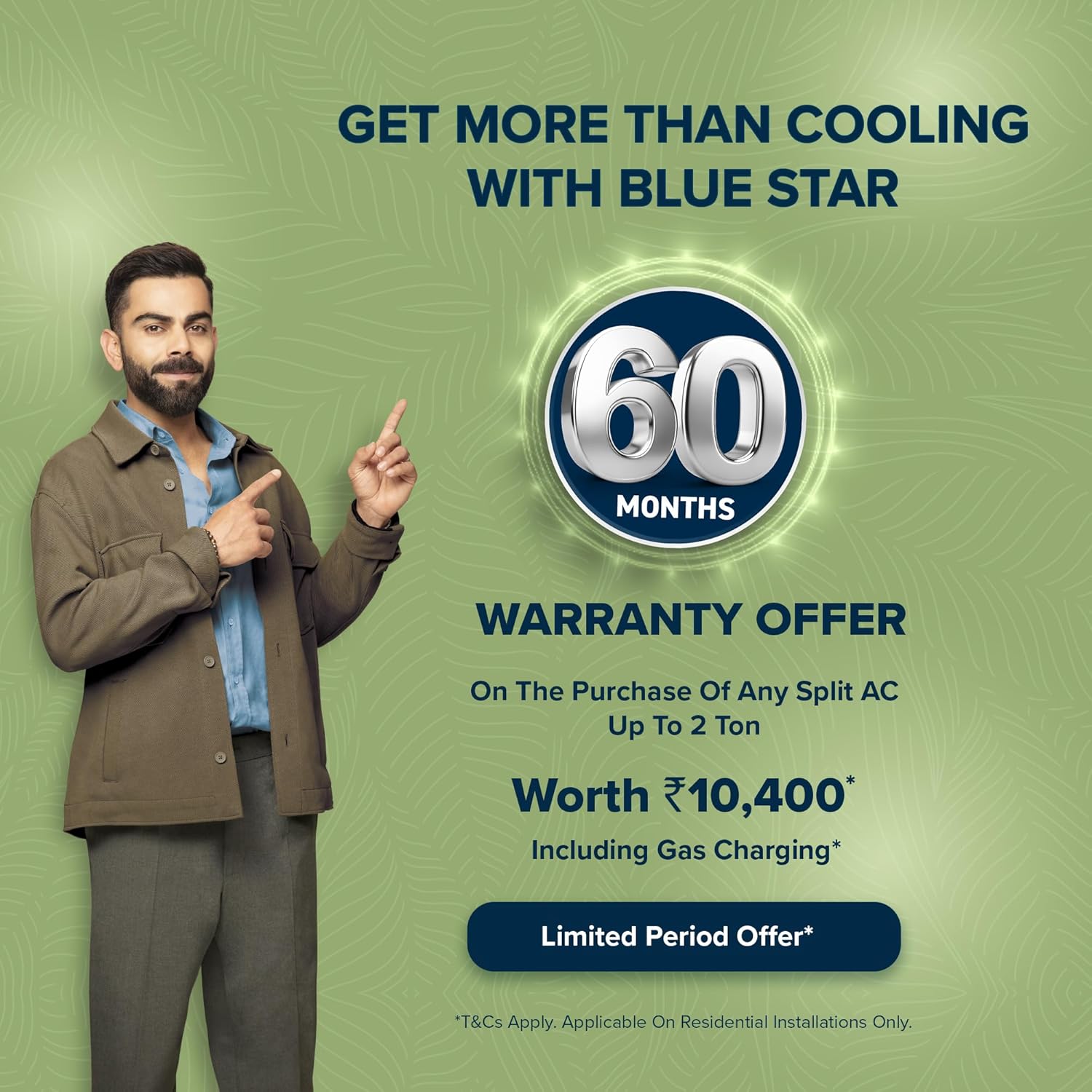 Blue Star 2T 3S Inverter Split AC (Copper, 5 Auto Defrost, Convertible)