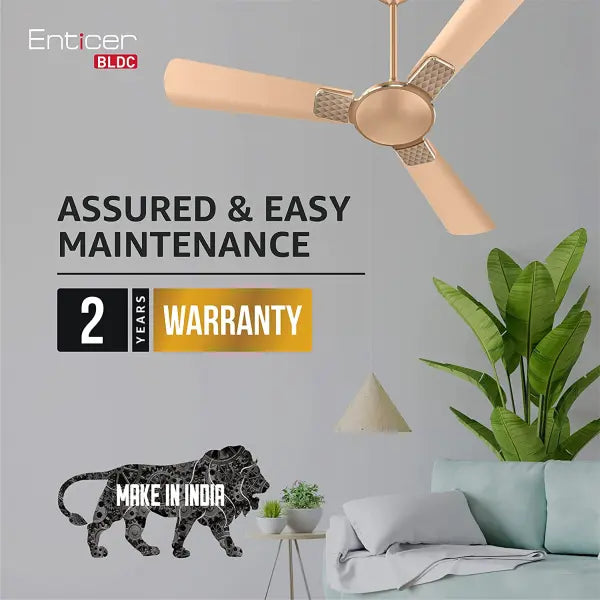 Havells Enticer 1200mm Energy Saving with Remote Control BLDC Ceiling Fan Champagne