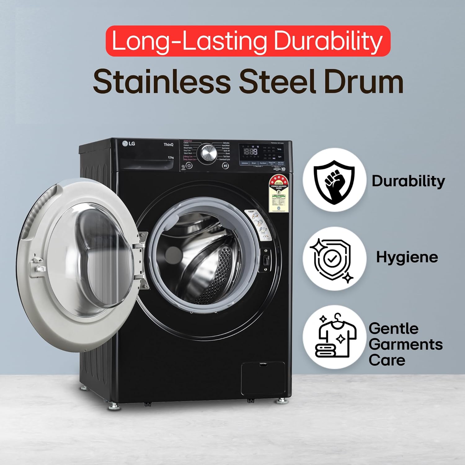 LG 12kg 5-Star AI Direct Drive Wi-Fi Steam Fully Auto Front-Load Washer (FHP1412Z3O)