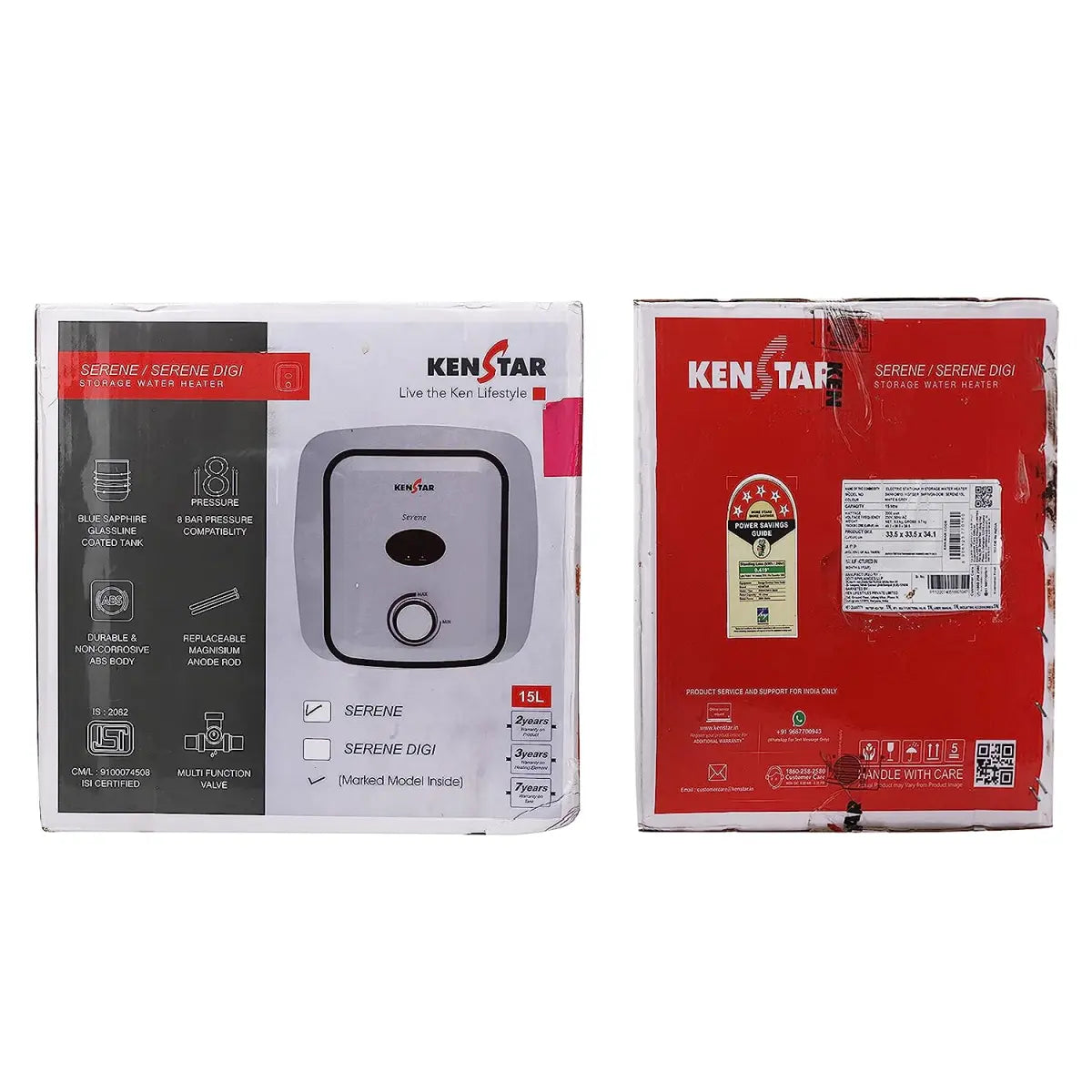 KENSTAR SERENE 15 Liter Durable and Non Corrosive Storage Water Heater_White