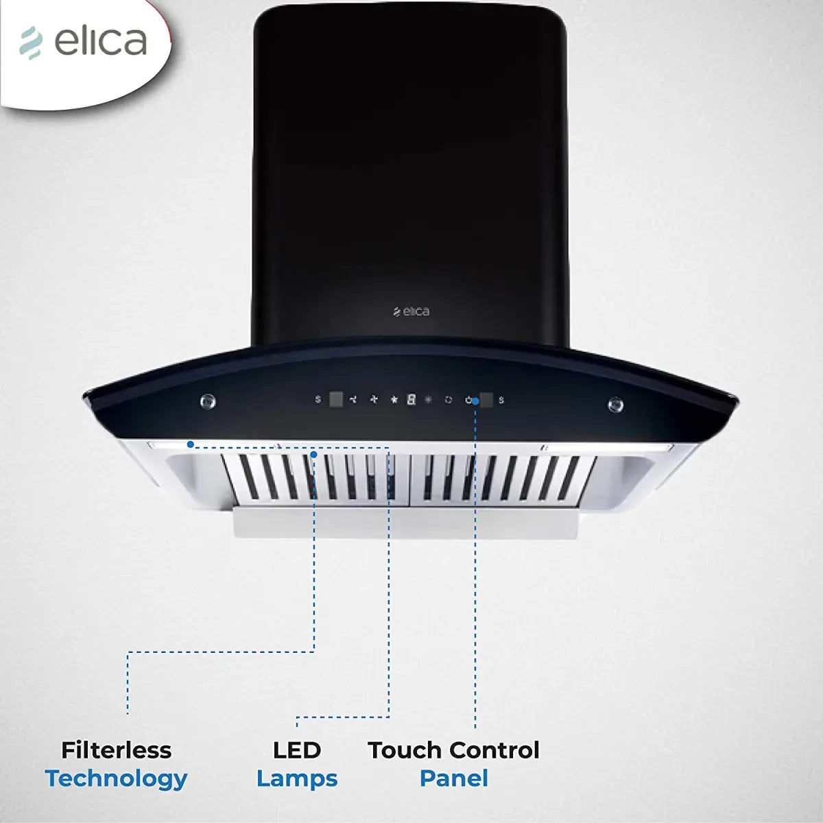 Elica 60 cm 1425 m3/hr Auto Clean Chimney (WD TBF HAC 60 MS NERO, 2 Baffle Filters, Touch + Motion Sensor Control, Black)
