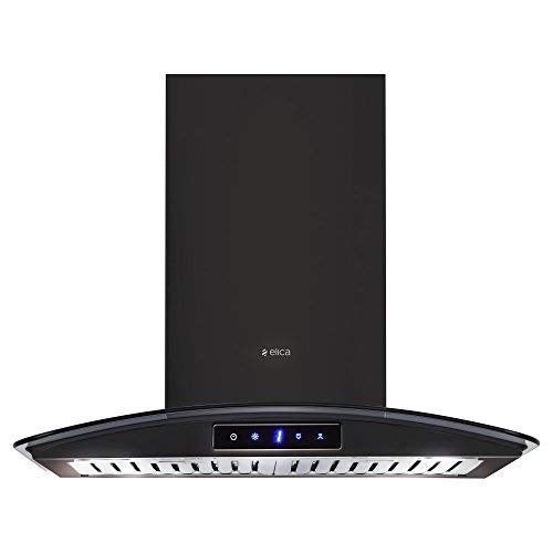 Elica Chimney with Life time Warranty (Glace Trim LTW 60 TC 3V Power Plus LED, Black)