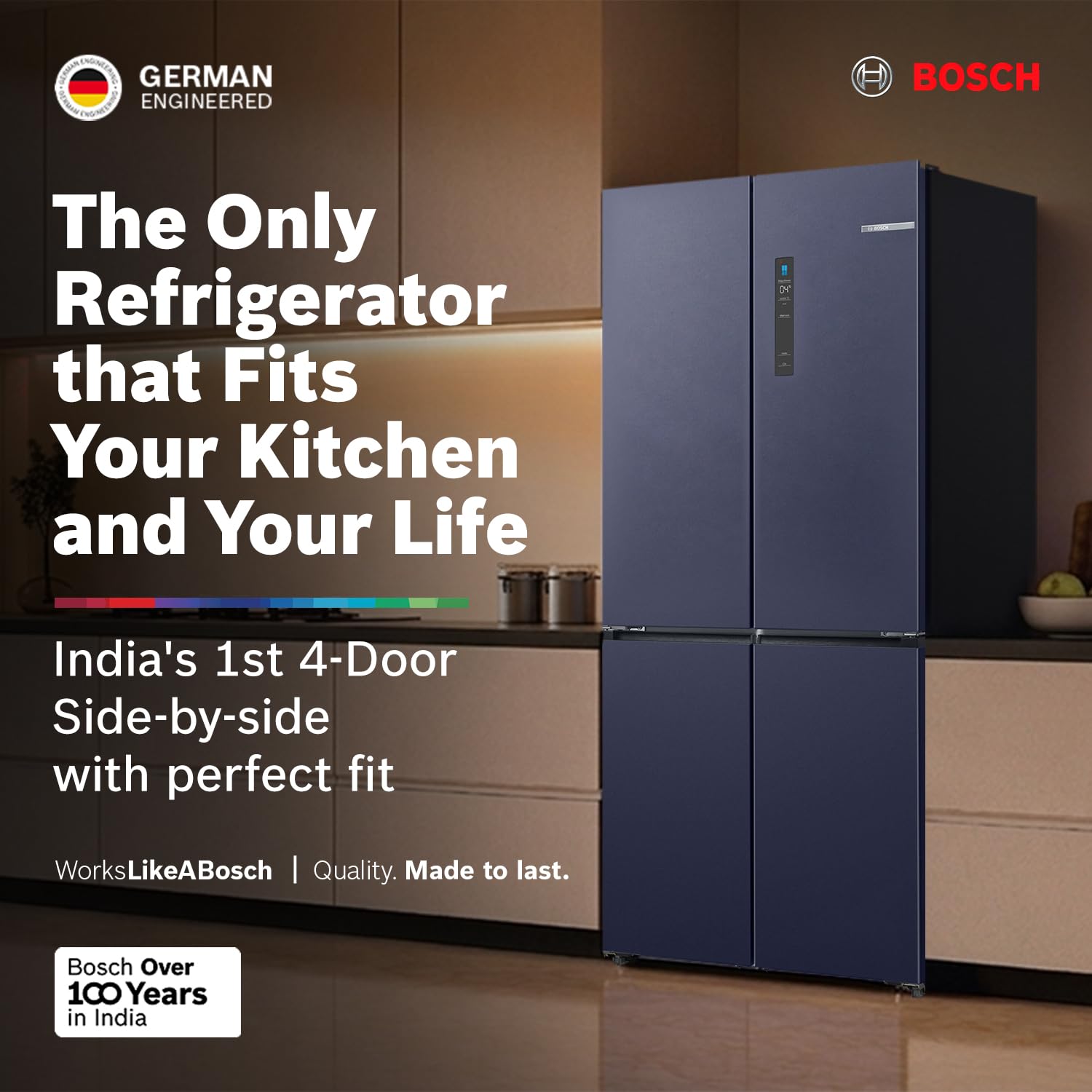 Bosch 503L 4-Door Side-by-Side Refrigerator KCP88E256I, Frost Free, 4 Doors
