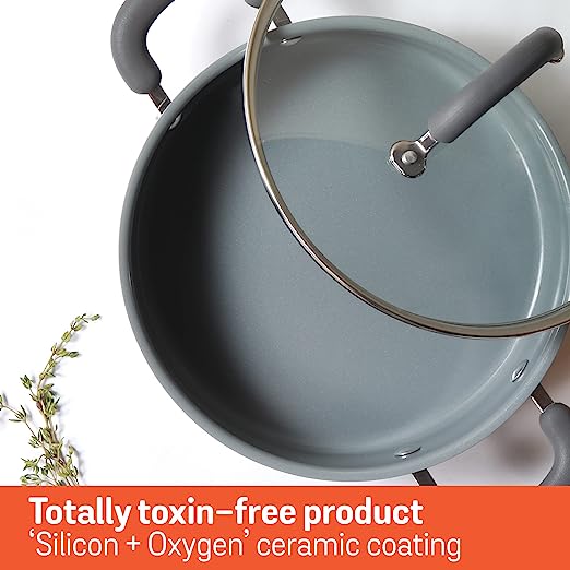 Meyer Anzen Ceramic Coated Covered Sauteuse Induction Pan 11807 24 cm Grey