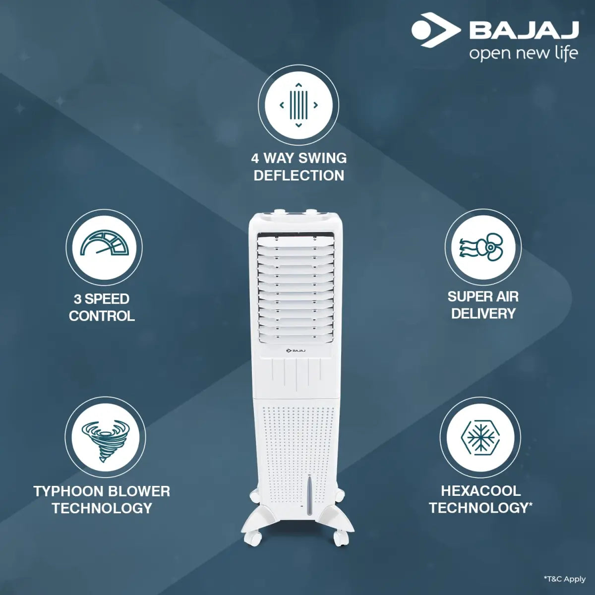 Bajaj TMH35 Tower Air Cooler - 35L White