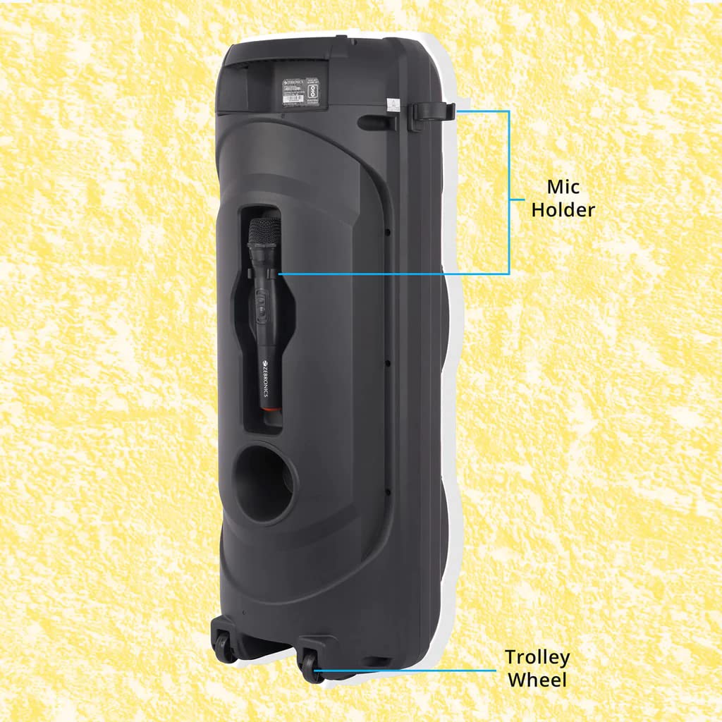Zeb-451 Moving Monster 2X8L speaker  Retractable Handle & Wheels Full Range 20.32cm Driver and a 5.08cm Tweeter Wireless mic