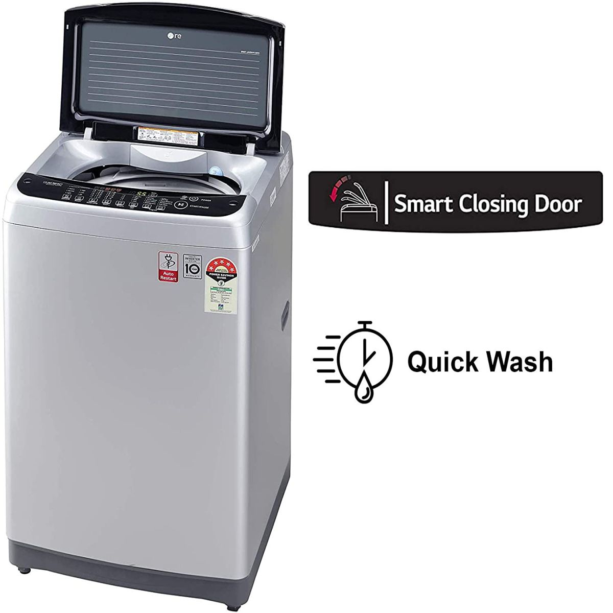LG 8.0 Kg Inverter Fully-Automatic Top Loading Washing Machine (T80SJFS1Z, Free Silver)