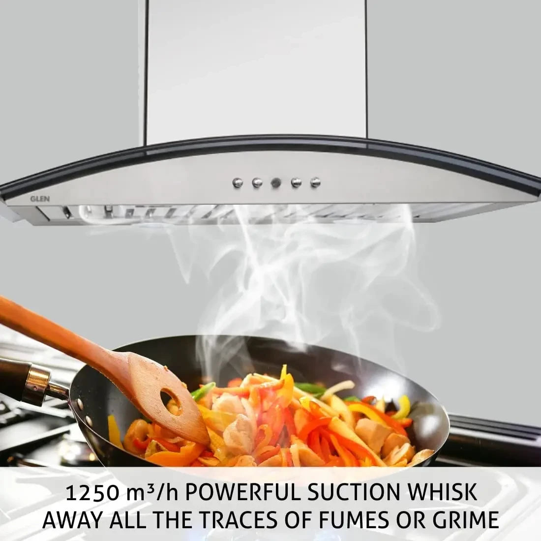 Glen Kitchen Chimney 6071 60 cm Stainless Steel, Baffle Filter, Airflow, 1250 m3/h