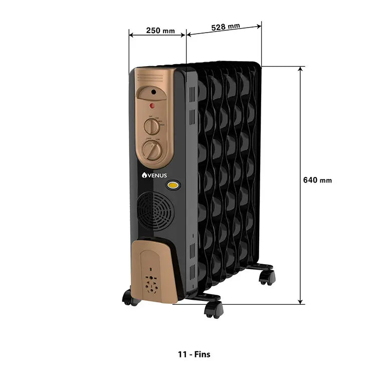Venus 11 Fin Oil Filled Radiator Room Heater(Black)