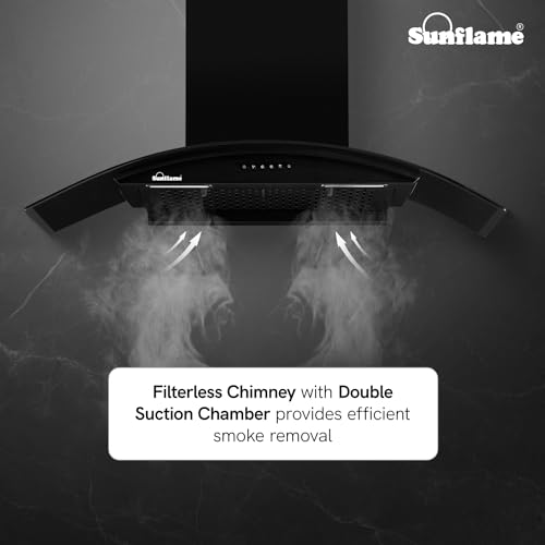 Sunflame Lamia 90 FL HAC Filterless Auto-Clean Kitchen Chimney | 90 cm | 1200 m³/h High Suction | Push Button Control | 1-Year Comprehensive & 5-Year Motor Coverage