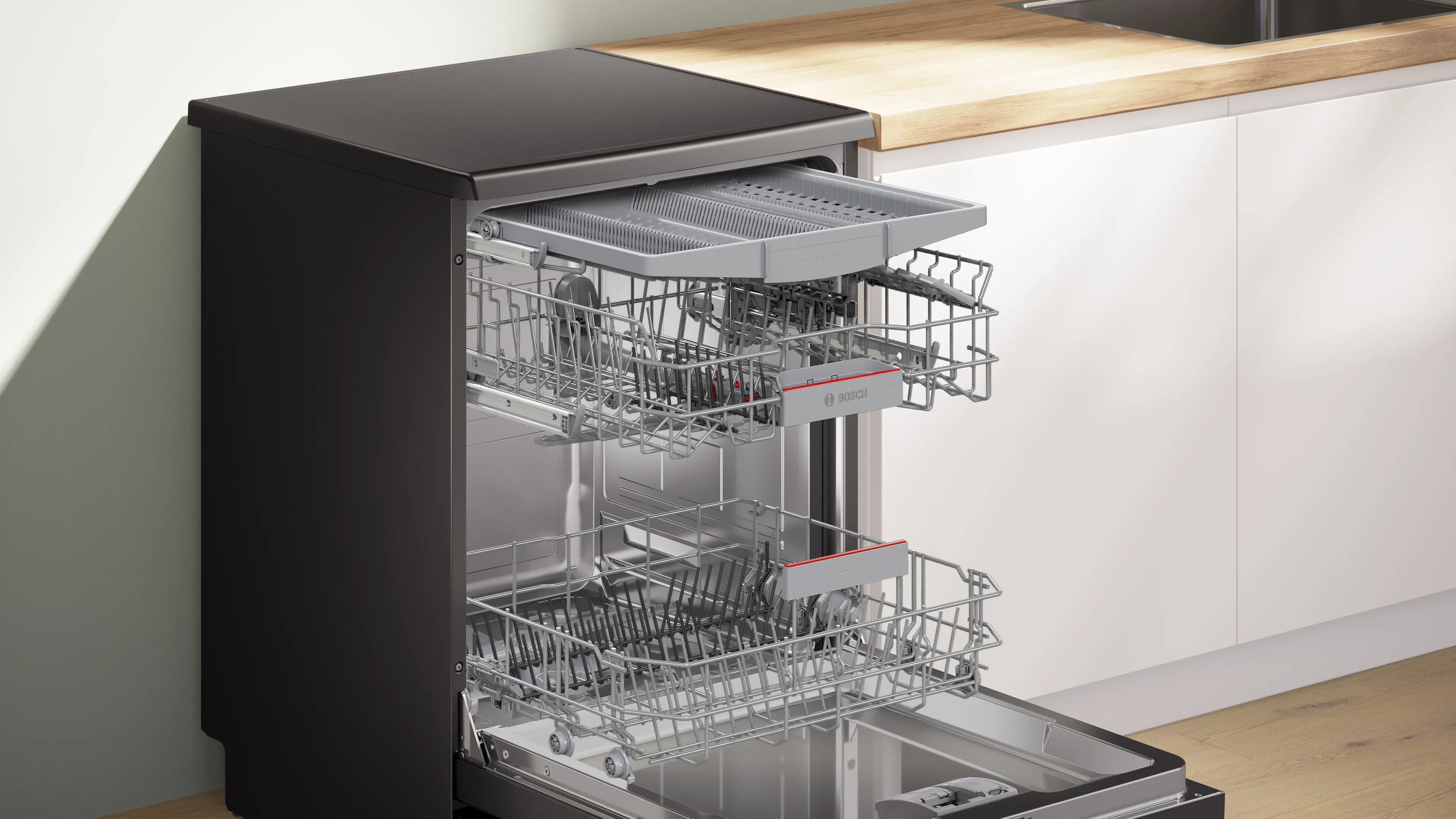 Bosch SMS6HMC00I Series 6, Bosch free-standing dishwasher, 60 cm, Brushed black steel anti-fingerprint